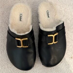 Chloe Marcie black clogs, Sherpa, size 38